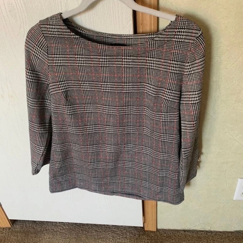 Plaid quarter sleeve dress shirt